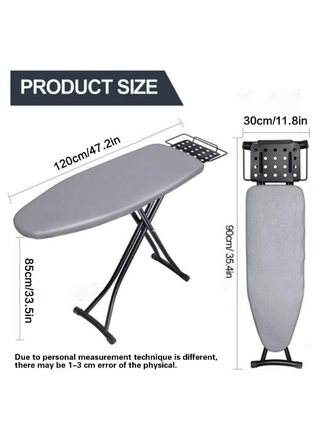 TDOO Foldable Heavy Duty Ironing Board 120×30cm, 6-Level Height Adjustable with Retractable Iron Rest, Washable Cotton Cover, Steel T Leg for Home Dorm Laundry,Gray - Image 3