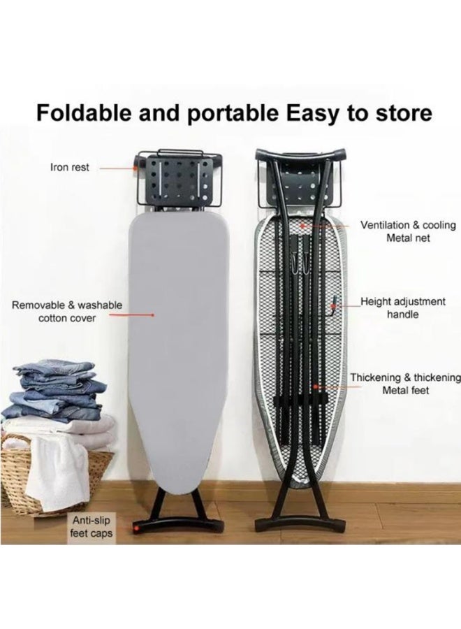 TDOO Foldable Heavy Duty Ironing Board 120×30cm, 6-Level Height Adjustable with Retractable Iron Rest, Washable Cotton Cover, Steel T Leg for Home Dorm Laundry,Gray - Image 4