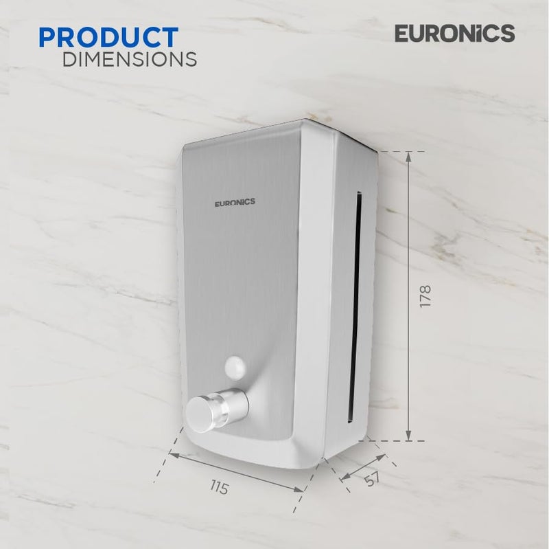 Euronics 800 ml 304 Grade Stainless Steel Liquid Soap Dispenser for Bathroom Kitchen Wall Mounted ES04 - Image 2