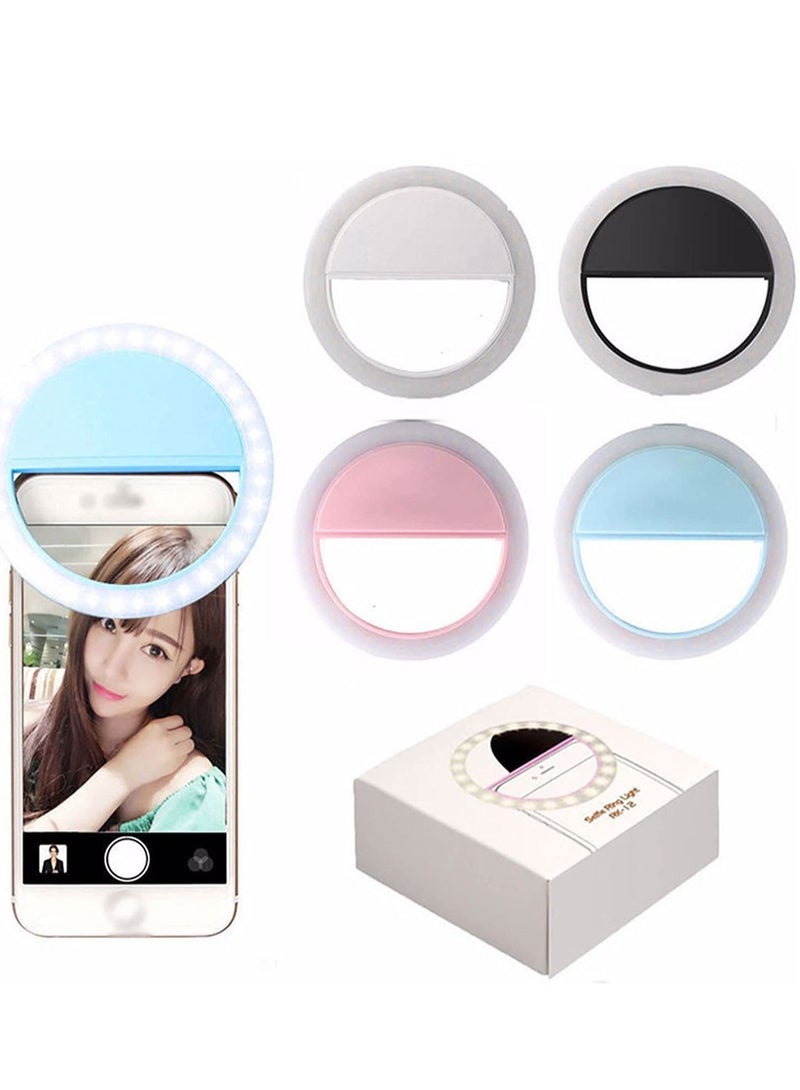 Selfie Ring Light , Rechargeable Portable Clip-On Phone LED Ring Light- 4 Colours Camera Light - Phone Photography Camera Selfie Light- Girls Make Up Ring Light (Pink 90mins) - Image 4