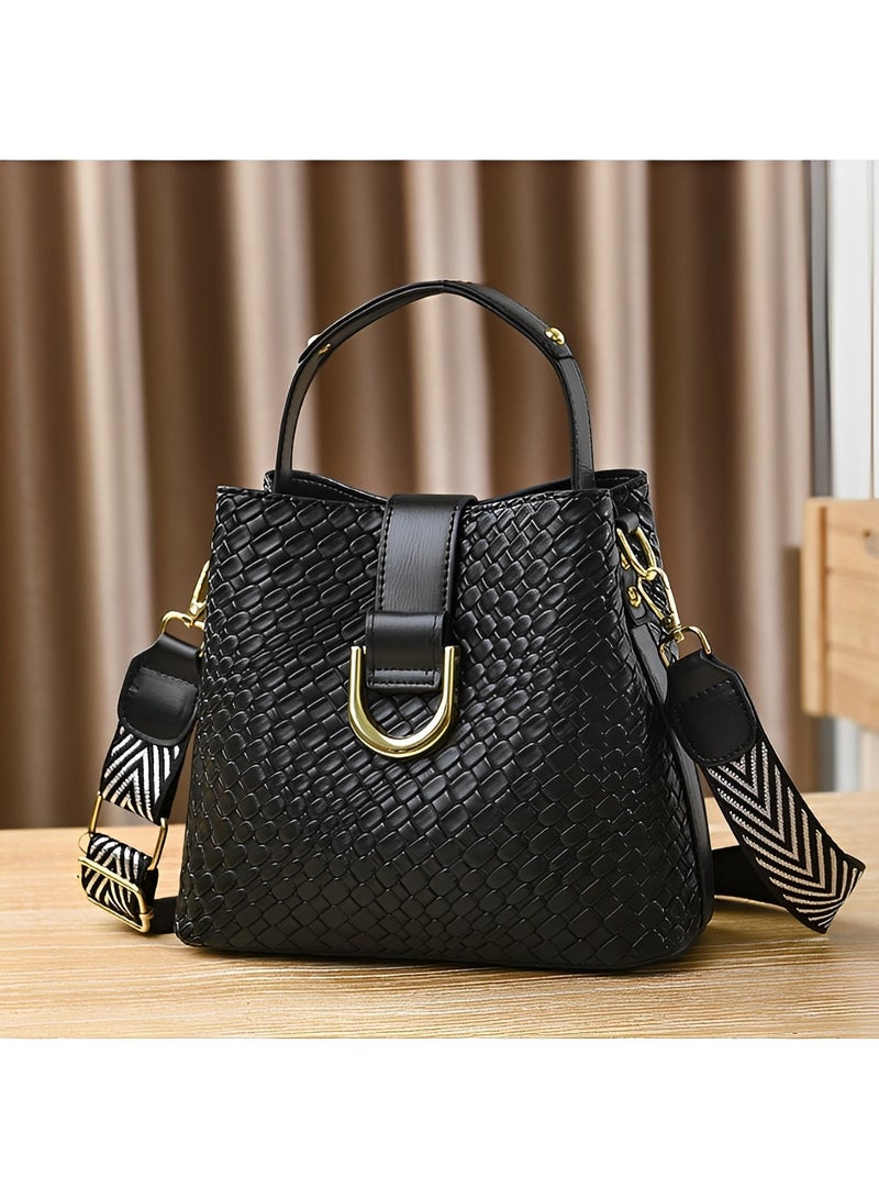 REOCLE Shoulder Bag Handbag Adjustable Shoulder Strap Textured Pu Fabric New Commuter Bucket Bag Fashion Bag Large Capacity Women's Bag - Image 2