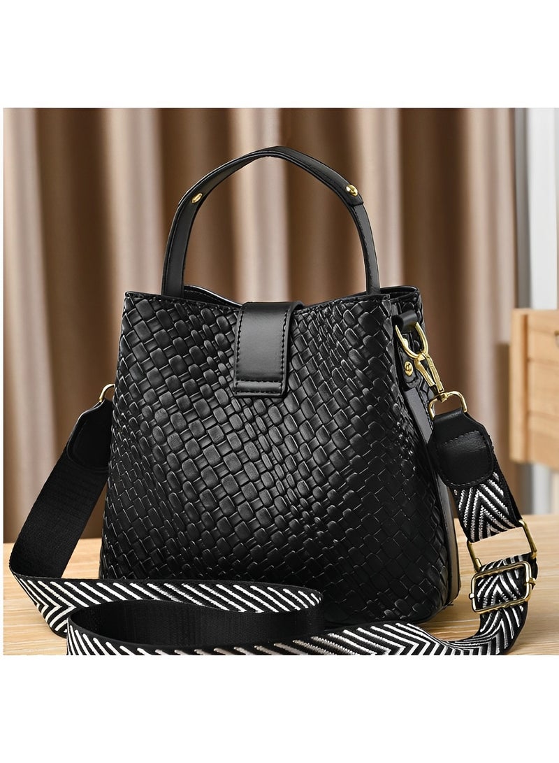 REOCLE Shoulder Bag Handbag Adjustable Shoulder Strap Textured Pu Fabric New Commuter Bucket Bag Fashion Bag Large Capacity Women's Bag - Image 3