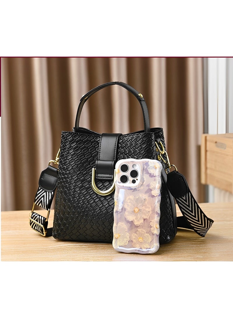 REOCLE Shoulder Bag Handbag Adjustable Shoulder Strap Textured Pu Fabric New Commuter Bucket Bag Fashion Bag Large Capacity Women's Bag - Image 4