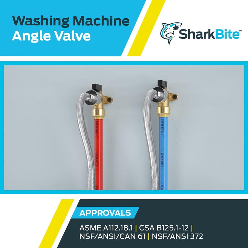 SharkBite 1/2 Inch x 3/4 Inch MHT Washing Machine Angle Valve, Push to Connect Brass Plumbing Fitting, PEX Pipe, Copper, CPVC, PE-RT, HDPE, 25560LF - Image 5