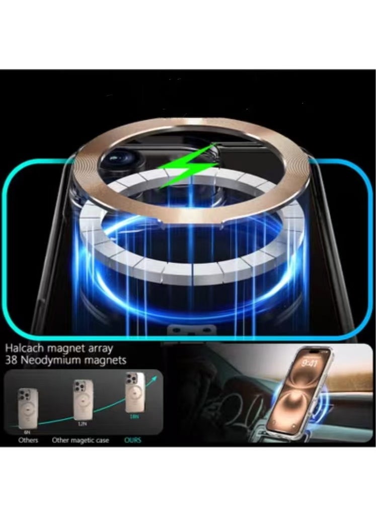 Captaintech iPhone 16 Pro Max Magsafe Case Foldable Ring,Strong Magnetic, Sturdy u0026 Versatile Stand,Grade Drop Protection,iPhone 16 Pro Max Magnetic Stand Cover Anti-Fingerprint Anti-Scratch Clear  - Image 5