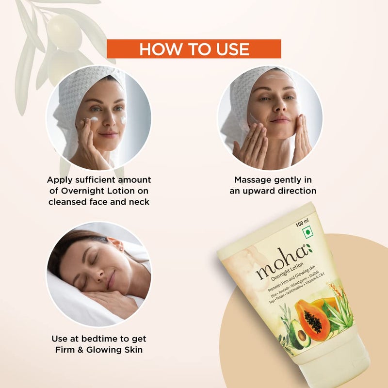 MOHA moha Overnight Lotion with Aloe Vera Papaya Avocado night body lotion for Glowing Skin Unisex Suitable For all Skin Type  100ml Pack of 1  - Image 4
