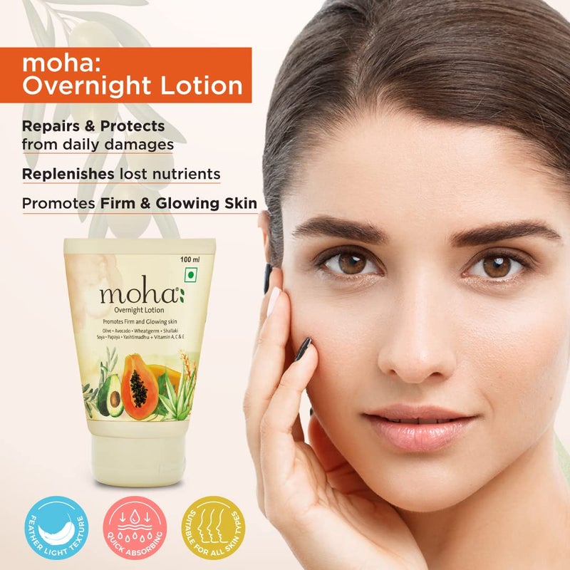 MOHA moha Overnight Lotion with Aloe Vera Papaya Avocado night body lotion for Glowing Skin Unisex Suitable For all Skin Type  100ml Pack of 1  - Image 3