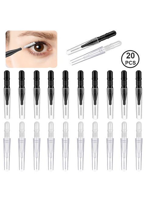 20Pcs Micro Eyebrow Brush with Cap, Brow Lamination Brush Spoolies for Eyebrow Eyelash Brow Brush Lash Filler, Eyebrow Lash Lift And Tint Tools for Brows and Lashes Comb Extensions