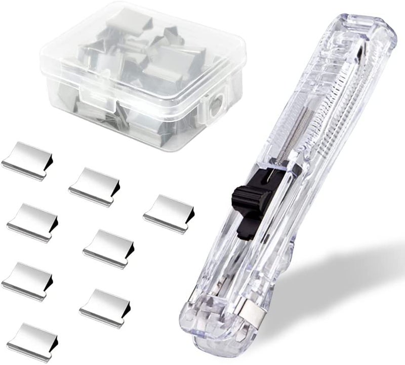 Swabs ® 2in1 Portable Fast Clam Clip Dispenser Handheld Paper Fast Clam Clip Stapler Clipper with 50 Stainless Steel Metal Clips, Student Paper Clipper for School Office -[ 1 pcs Stapler + 50 Clips ] - Image 1