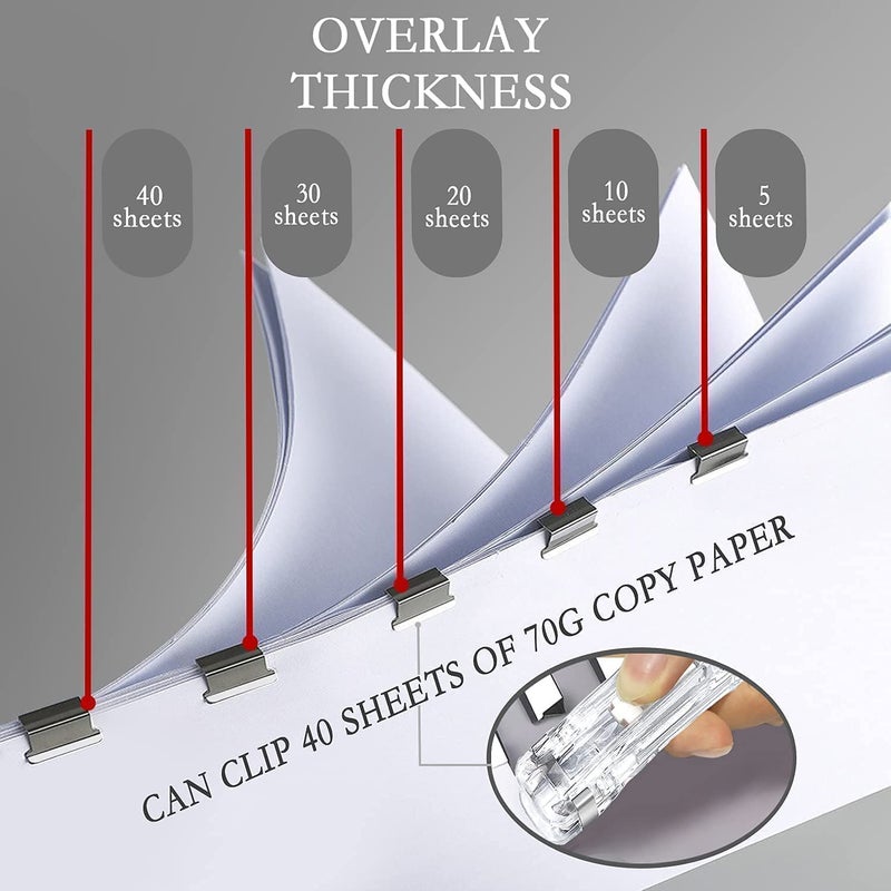 Swabs ® 2in1 Portable Fast Clam Clip Dispenser Handheld Paper Fast Clam Clip Stapler Clipper with 50 Stainless Steel Metal Clips, Student Paper Clipper for School Office -[ 1 pcs Stapler + 50 Clips ] - Image 3