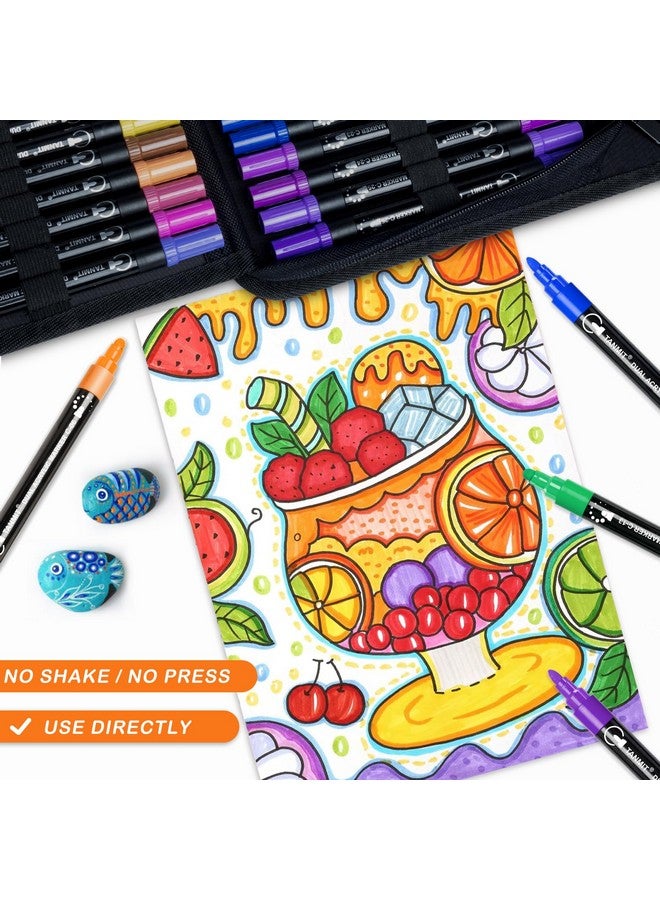 TANMIT Acrylic Paint Pens Markers, 48 Colors Dual Tip Acrylic Paint Pens For Rock Painting, Wood, Canvas, Stone, Glass, Ceramic Surfaces, Diy Crafts Making Art Supplies (Round Tip And Fine Tip) - Image 3