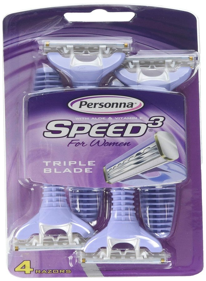 Personna Speed 3 Triple Blade Pivoting Head Disposable Razor for Women - 4 Ea