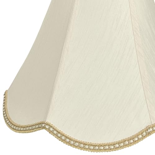 TOOTOO STAR Small Scalloped Lampshades,6" x 13" x 9.25" bell shaped Lampshade, handmade beige DIY Vintage lamp shades for Floor or Table Lamp - Image 4