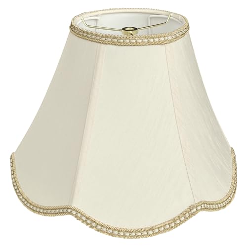 TOOTOO STAR Small Scalloped Lampshades,6" x 13" x 9.25" bell shaped Lampshade, handmade beige DIY Vintage lamp shades for Floor or Table Lamp - Image 1