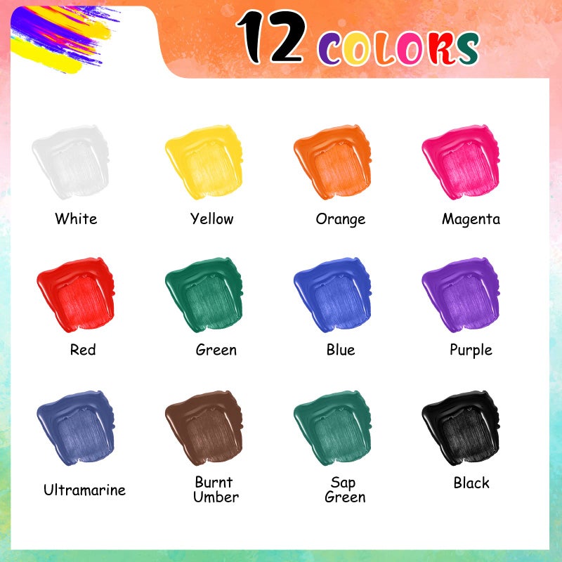 B BEARALS Bearals Stained Glass Paint, 12 Colors Glass Paint Set, Non-Toxic Window Glass Paint for Beginners and Artists (12x30ml/1.01 fl.oz) - Image 2
