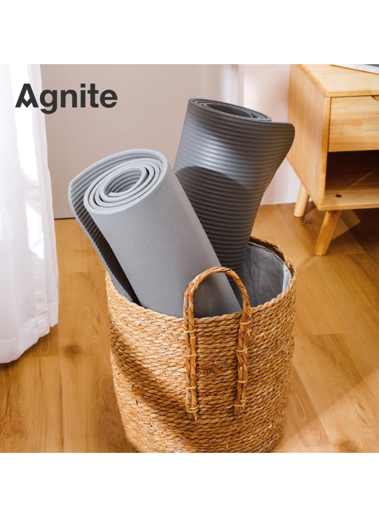 Agnite حصيرة يوغا Er202 عالية المرونة غير قابلة للانزلاق، مقاومة للتمزق، تصميم مزدوج الطبقات للتمارين في المنزل والصالة الرياضية، لون رمادي. - Image 3