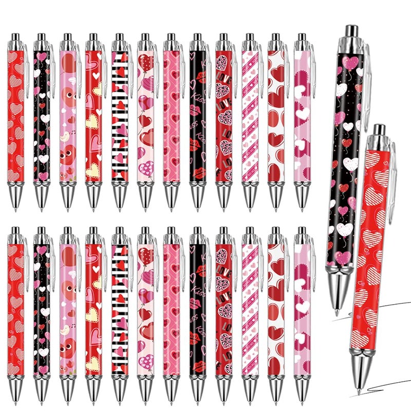 BAISDY 24Pcs Valentine's day Pen Bulk, Heart Ballpoint Pen for Party favor Suppiles - Image 1