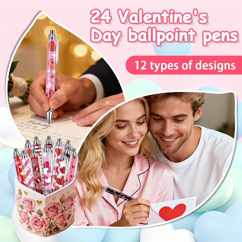 BAISDY 24Pcs Valentine's day Pen Bulk, Heart Ballpoint Pen for Party favor Suppiles - Image 4