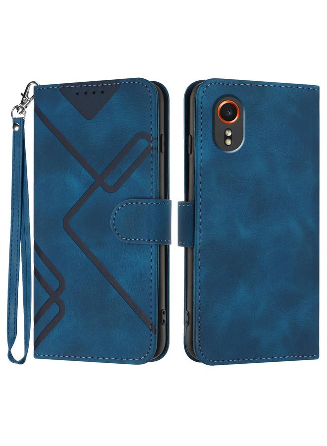 S-TOP Case For Samsung Galaxy Xcover7 5G Line Pattern Skin Feel Leather Phone Case - Image 1