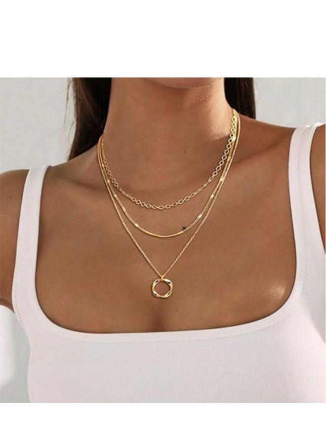 هابي دي قلائد ذهبية متعددة الطبقات للنساء، قلادة رقيقة قابلة للتكديس مطلية بالذهب عيار 14 قيراط/فضة، قلائد للطبقات على الشاطئ، قلادة عصرية لطيفة، طقم مجوهرات عصري، هدايا للنساء والفتيات المراهقات - Image 5