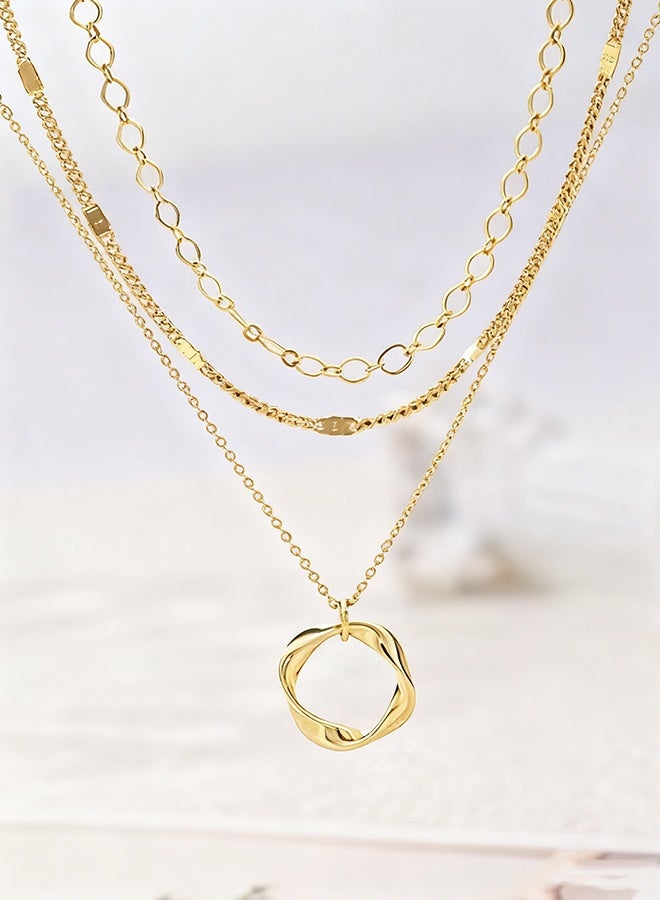 هابي دي قلائد ذهبية متعددة الطبقات للنساء، قلادة رقيقة قابلة للتكديس مطلية بالذهب عيار 14 قيراط/فضة، قلائد للطبقات على الشاطئ، قلادة عصرية لطيفة، طقم مجوهرات عصري، هدايا للنساء والفتيات المراهقات - Image 3