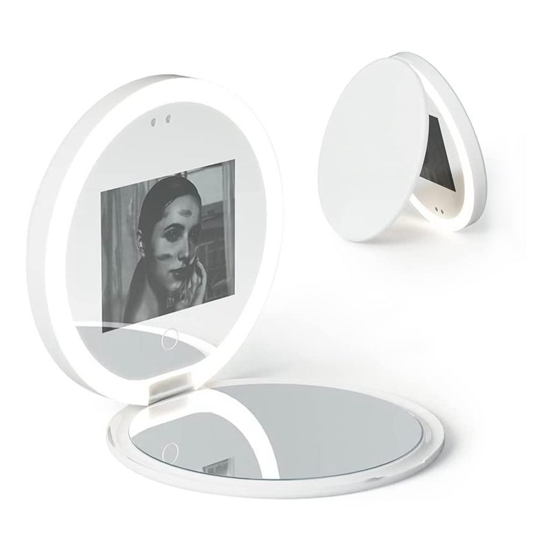 Travel Compact Mirror with UV Camera for Sunscreen Test, 2X Magnification Portable Lighted Mirror for Handbag Pocket - Image 1