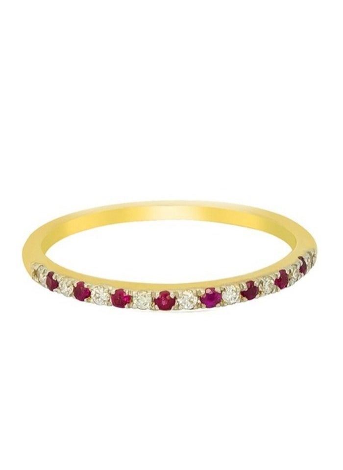 Capri Gold - Capri Gold Half Eternity Ruby Diamond Pave Ring in 18K White Gold, 7.5 US - Image 1