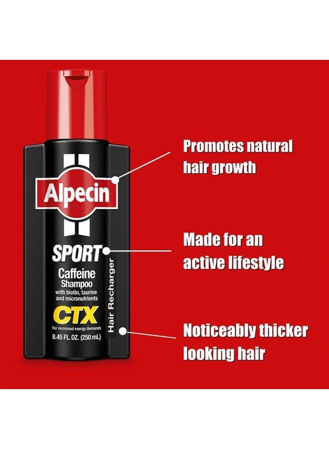 Alpecin CTX Sport Men's Caffeine Shampoo 8.45 fl oz, with Biotin, Niacin, Castor Oil, Taurine, Healthy Micronutrients, Natural Hair Growth, Hair Thickening, Thinning Hair, Active Lifestyle - Image 4
