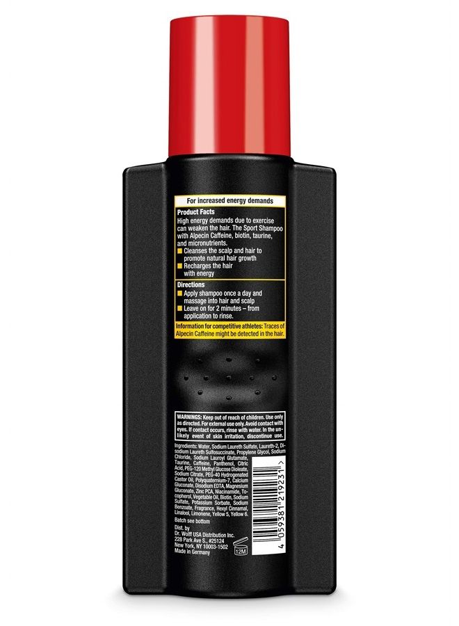 Alpecin CTX Sport Men's Caffeine Shampoo 8.45 fl oz, with Biotin, Niacin, Castor Oil, Taurine, Healthy Micronutrients, Natural Hair Growth, Hair Thickening, Thinning Hair, Active Lifestyle - Image 2
