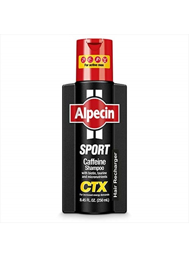 Alpecin CTX Sport Men's Caffeine Shampoo 8.45 fl oz, with Biotin, Niacin, Castor Oil, Taurine, Healthy Micronutrients, Natural Hair Growth, Hair Thickening, Thinning Hair, Active Lifestyle - Image 1