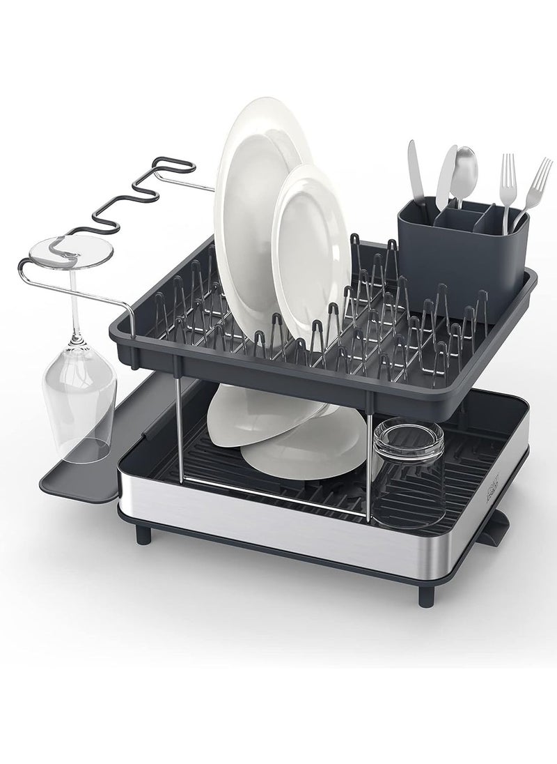 Joseph Joseph Excel Steel 2 Tier Dish Rack Black  - Image 2