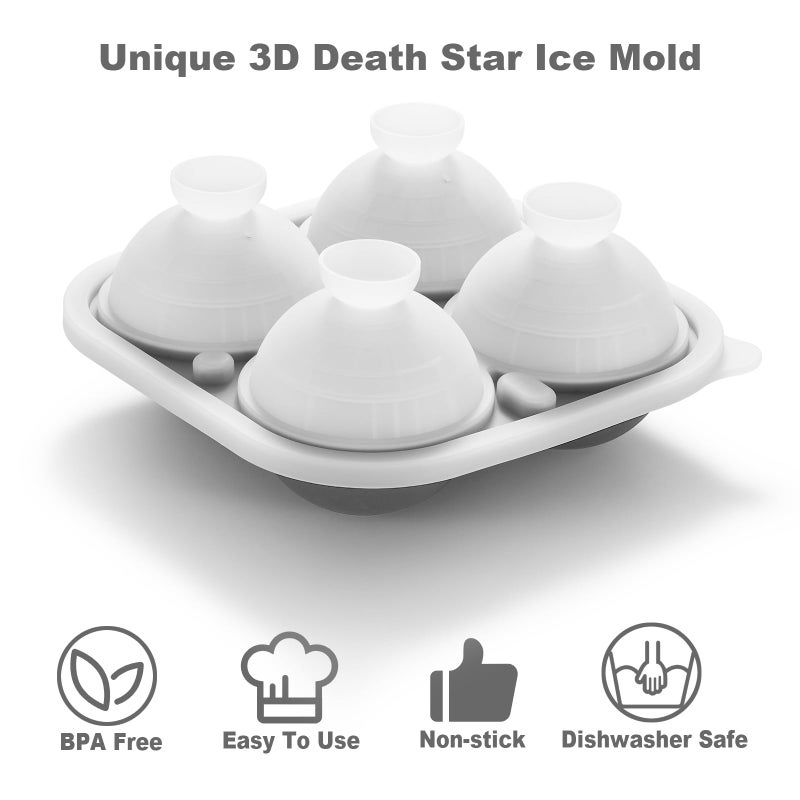 Nax Caki 3D Death Star Ice Cube Molds, Large Silicone Fun Shapes Bourbon Gifts for Men Fandom, Whiskey Ice Cube Mold for Cocktails,Brandy, Whiskey Gifts for Men Nerds & Geeks - Image 3