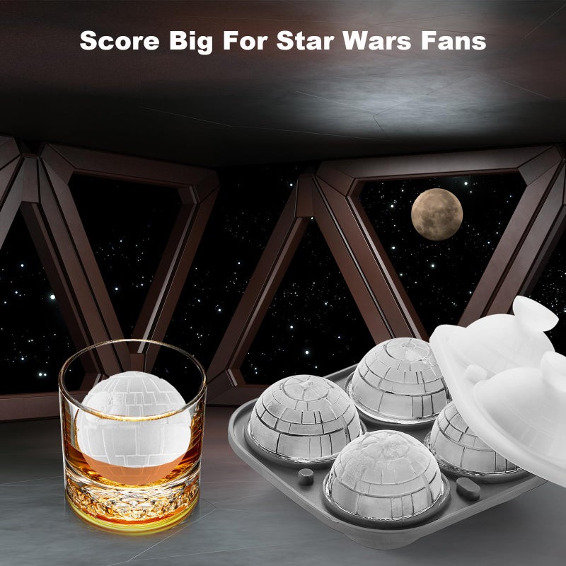 Nax Caki 3D Death Star Ice Cube Molds, Large Silicone Fun Shapes Bourbon Gifts for Men Fandom, Whiskey Ice Cube Mold for Cocktails,Brandy, Whiskey Gifts for Men Nerds & Geeks - Image 5