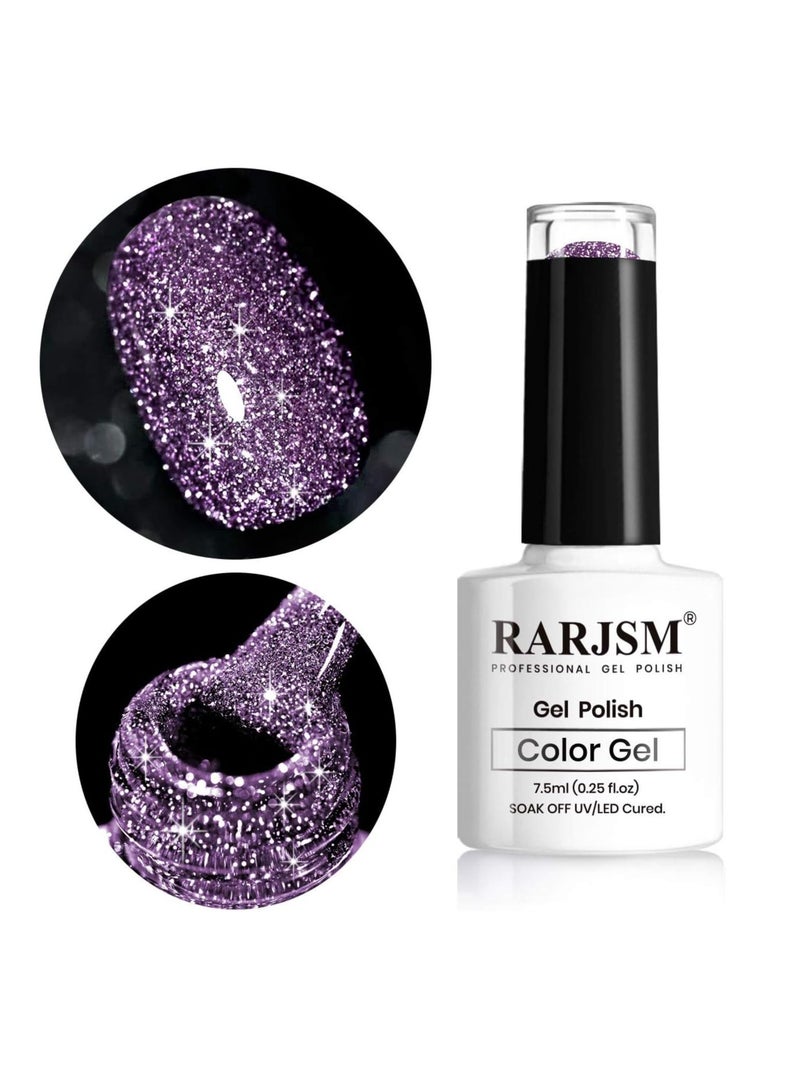 RARJSM Sparkle Purple Gel Nail Polish Dazzling Glitter Gel Nail Polish Shinny Glitter Nail GelPolish Nail Art Varnish Manicure Salon Requires Drying Under UV LED Lamp 7.5ml 1Piece - Image 1