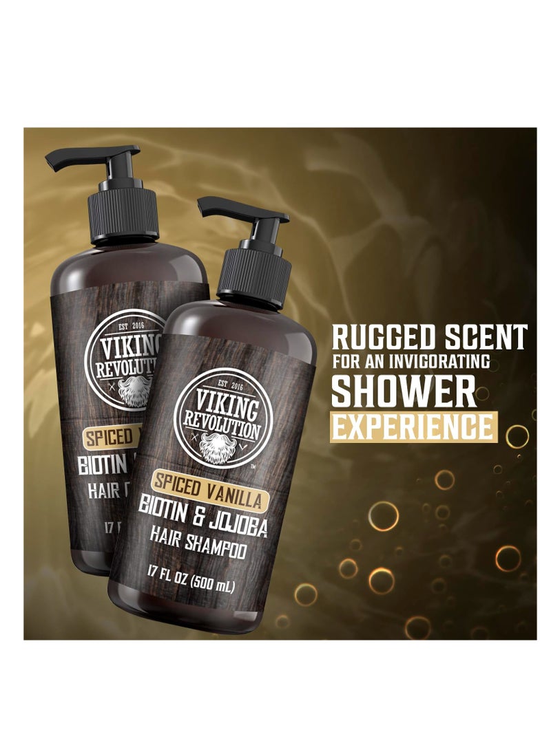 Viking Revolution Viking Revolution Spiced Vanilla Mens Shampoo and Conditioner Set with Biotin and Jojoba Oil - Natural Hair Shampoo and Hair Conditioner for Men with Vitamin B5 - Mens Shampoo for Thinning Hair (17Oz)  - Image 3