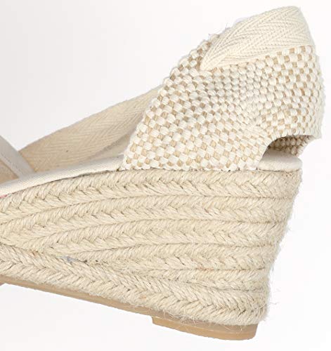 U-lite Womens Espadrille Wedge Sandals Closed Toe Platform Lace Up Ankle Strap Slingback Summer Dress Shoes White Lace-2.5" Heel 9 - Image 3