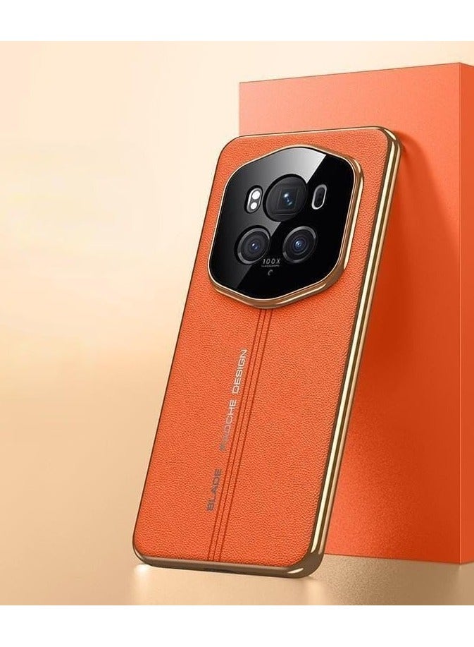 general Case Compatible with Honor Magic 6 Pro Case Luxury Leather Plating Bumper Shockproof Cover Full Lens Protecion Case for Honor Magic6 Pro - Image 1