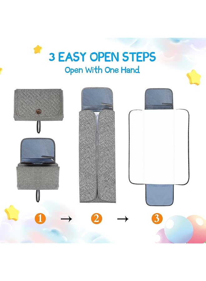 Excefore Portable Diaper Changing Pad Travel Baby Changing Pad Waterproof Foldable Diaper Changing Mat Lightweight & Compact Changing Station Newborn Gifts - Image 5
