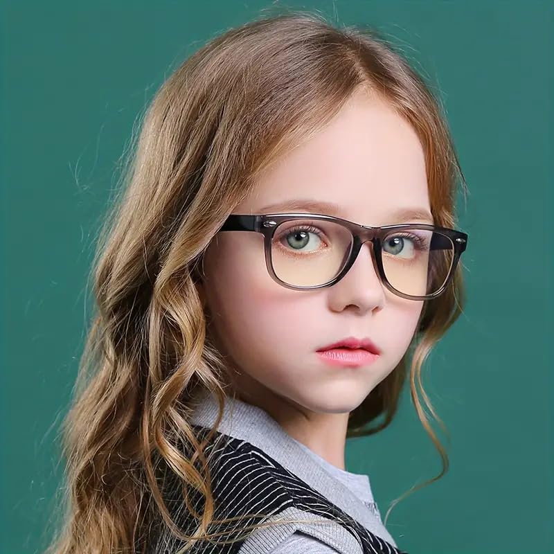 Boolavard Kids Nerd Glasses Clear Lens Geek Fake Eyeglasses for Girls Boys Eyewear Age 4-12 (Black) - Image 1