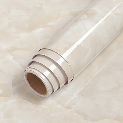 LACHEERY 12"x317" Beige Marble Wallpaper Peel and Stick Marble Contact Paper for Countertops Waterproof Contact Paper Marble Sticker Countertop Kitchen Bathroom Counter Vinyl Wrap Wallpaper Removable - Image 1