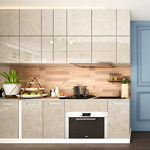 LACHEERY 12"x317" Beige Marble Wallpaper Peel and Stick Marble Contact Paper for Countertops Waterproof Contact Paper Marble Sticker Countertop Kitchen Bathroom Counter Vinyl Wrap Wallpaper Removable - Image 5