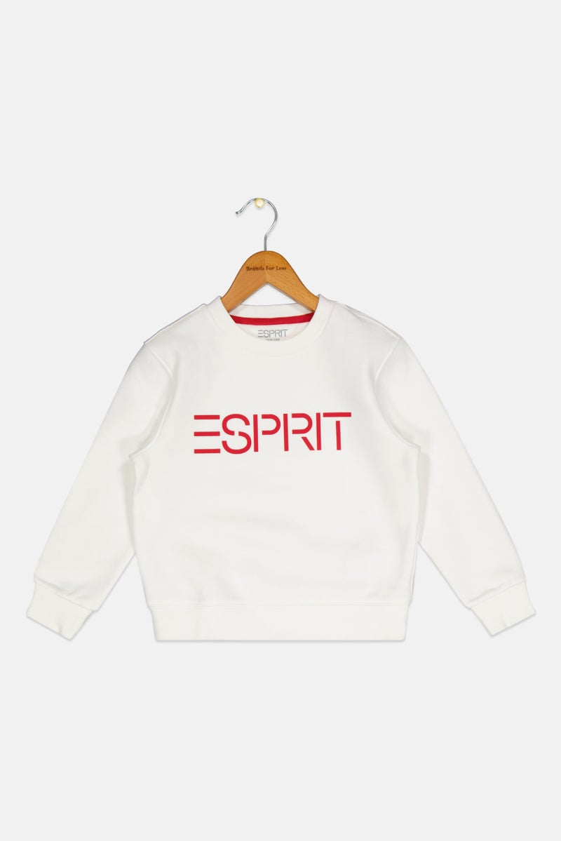 ESPRIT Kids Boy Crew Neck Graphic Print Long Sleeve Sweatshirt, White  - Image 1