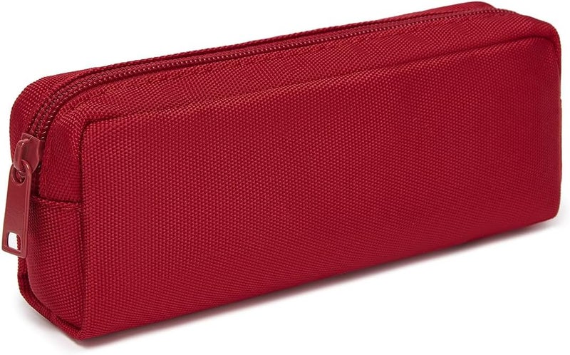 YONBEN Multicolor Zipper Pencil Pouch Pen Bag Canvas Pencil Case Stationery Bag, Red , 7.3"(L)*1.57"(W)*3"(H) - Image 1