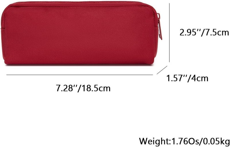 YONBEN Multicolor Zipper Pencil Pouch Pen Bag Canvas Pencil Case Stationery Bag, Red , 7.3"(L)*1.57"(W)*3"(H) - Image 2