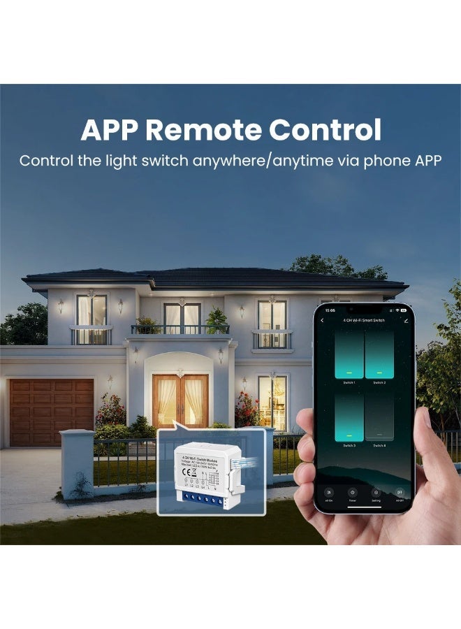 UanTii WiFi Smart Light Switch Module Requires Neutral Wire, No Gateway Needed - 2 Way Control In-Wall Relay for Lights,Tuya Smart Life and Voice Control; 2 gang - Image 2