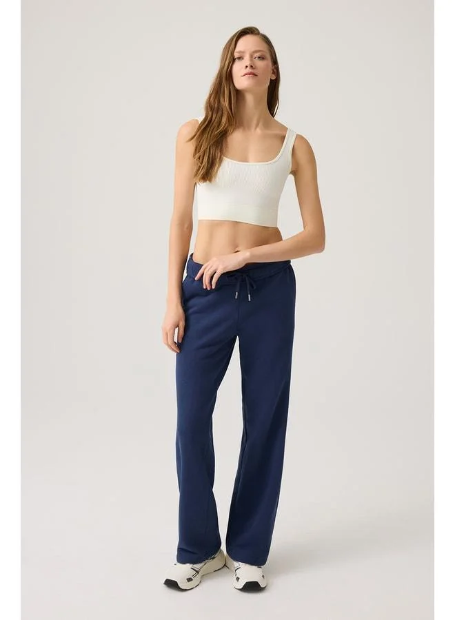 Los Ojos Navy Wide-Fit Wide-Leg Sweatpants Straight Leg.