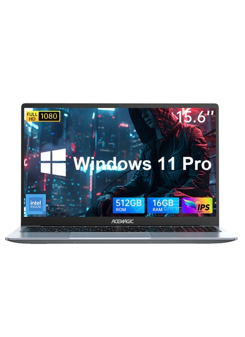 Laptop 15.6" 16GB Ram 512GB SSD Intel Quad-Core 12th Alder Lake N97 with Windows 11 Pro/USB 3.2/HDMI/Type-C/WIFI6/BT5.0/16:9/AD Metal house