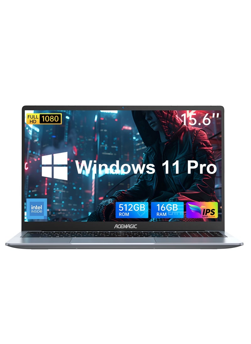 ACEMAGIC Laptop 15.6" 16GB Ram 512GB SSD Intel Quad-Core 12th Alder Lake N97 with Windows 11 Pro/USB 3.2/HDMI/Type-C/WIFI6/BT5.0/16:9/AD Metal house  - Image 1