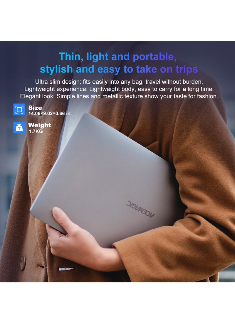 Laptop 15.6" 16GB Ram 512GB SSD Intel Quad-Core 12th Alder Lake N97 with Windows 11 Pro/USB 3.2/HDMI/Type-C/WIFI6/BT5.0/16:9/AD Metal house