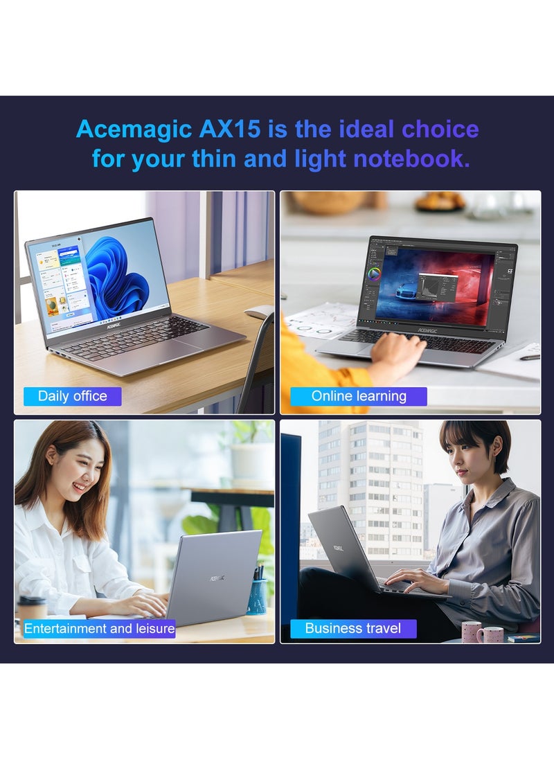 Laptop 15.6" 16GB Ram 512GB SSD Intel Quad-Core 12th Alder Lake N97 with Windows 11 Pro/USB 3.2/HDMI/Type-C/WIFI6/BT5.0/16:9/AD Metal house